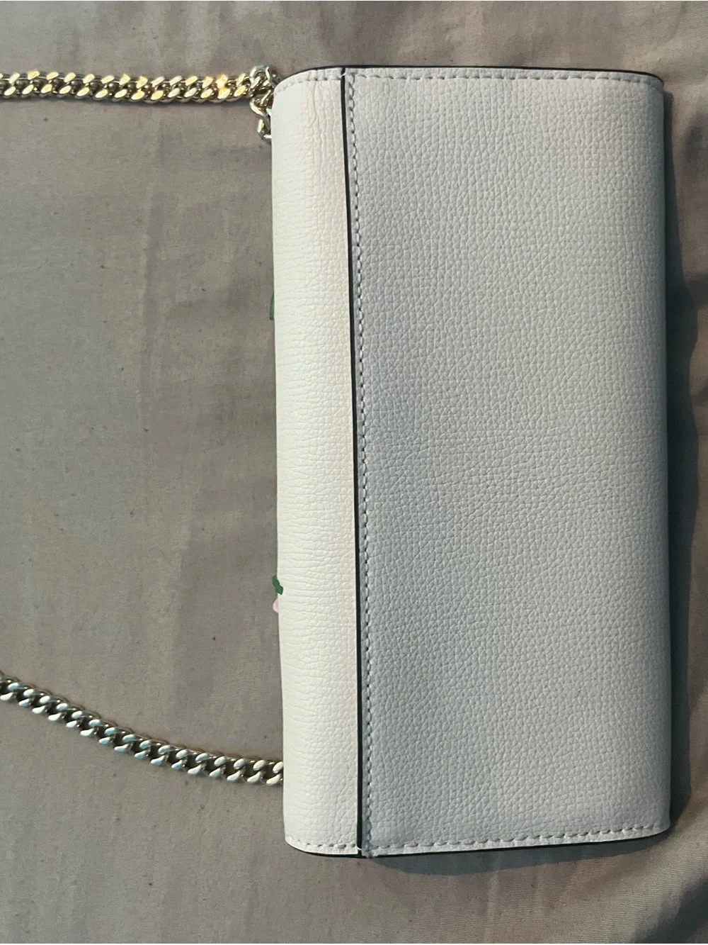 kate spade White Floral Appliqué Crossbody with Gold Chain